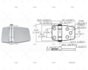 BISAGRA BUTTERFLY UP 39.6 x 59.9mm INOX MARINE TOWN BISAGRA BUTTERFLY UP 39.6 x 59.9mm INOX MARINE TOWN