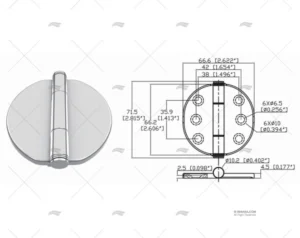BISAGRA BUTTERFLY UP 66.2 x 66.6mm INOX MARINE TOWN BISAGRA BUTTERFLY UP 66.2 x 66.6mm INOX MARINE TOWN