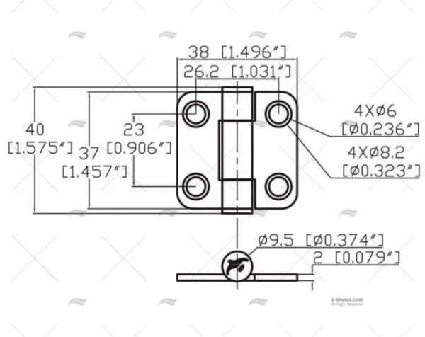BISAGRA DE FRICCION PASADOR ALTO MARINE TOWN