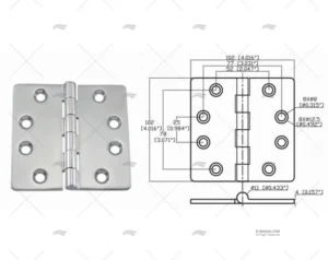 BISAGRA UP 102 X 102mm INOX 316 MARINE TOWN