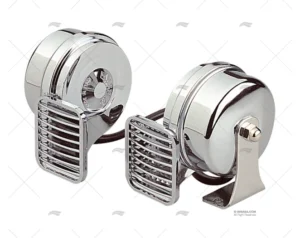 BOCINA DOBLE 24V ACUSTICA CROMADA 116DB MARCO BOCINA DOBLE 24V ACUSTICA CROMADA 116DB MARCO