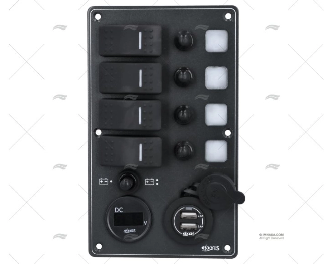 PANEL INT. 4P 12/24V 114x191x75mm USB+VL - Imagen 2