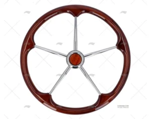 RUEDA TIMON  500mm 5R MADERA/INOX MOGANO SAVORETTI ARMANDO