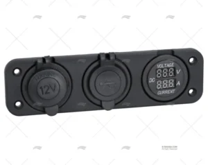 TOMA MECHERO DOBLE+VOLT.+AMP. EMPOTRABLE