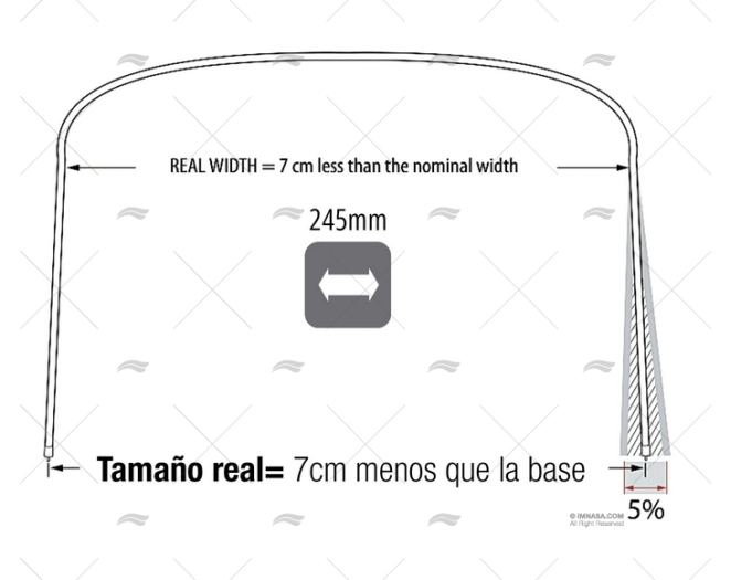 ARCO INOX TUBO 22mm CAPOTA 245mm 3 ARCOS TESSILMARE - Imagen 3