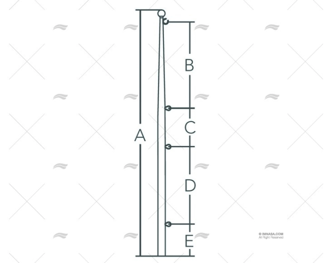 ASTA BANDERA INOX SS304 MAGNETICA 1032mm - Imagen 2